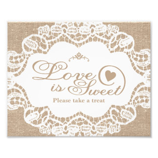 Weddenschappen - Burlap & Lace - Love is Sweet - Foto Afdruk