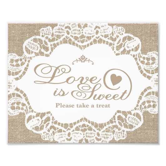 Weddenschappen - Burlap & Lace - Love is Sweet - Foto Afdruk (Voorkant)