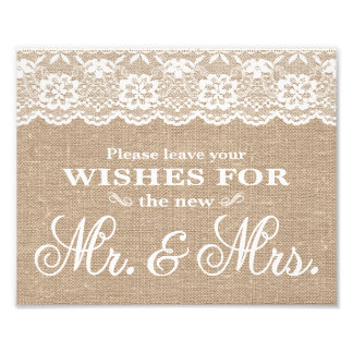 Weddenschappen - Burlap & Lace - Wishes - Foto Afdruk