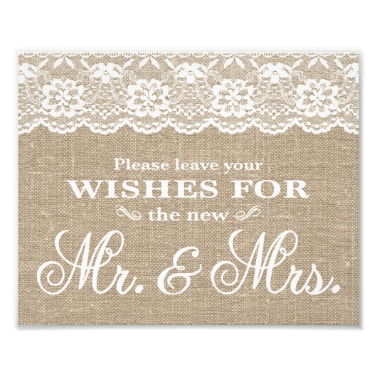 Weddenschappen - Burlap & Lace - Wishes - Foto Afdruk (Voorkant)