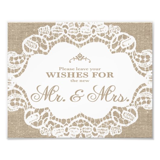 Weddenschappen - Burlap & Lace - Wishes - Foto Afdruk (Voorkant)