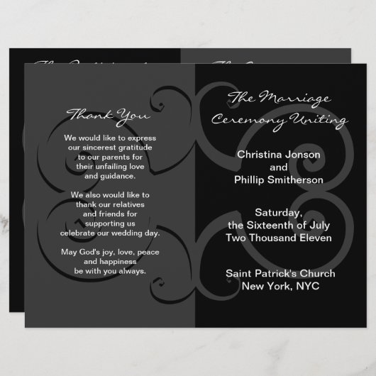 Weddenschappen-ceremonieprogramma Black Butterfly  (Voorkant / Achterkant)