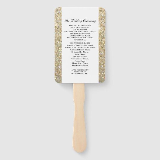 Weddenschappen-ceremoniesprogramma - Gold Glitter Handwaaier (Achterkant)