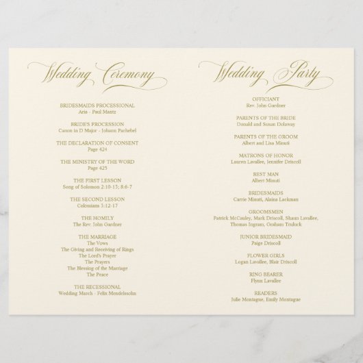 Weddenschappen Ceremony Program Classic Elegance G (Achterkant)