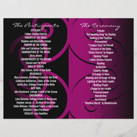 Weddenschappen Ceremony Program Pink Butterfly Cur (Achterkant)