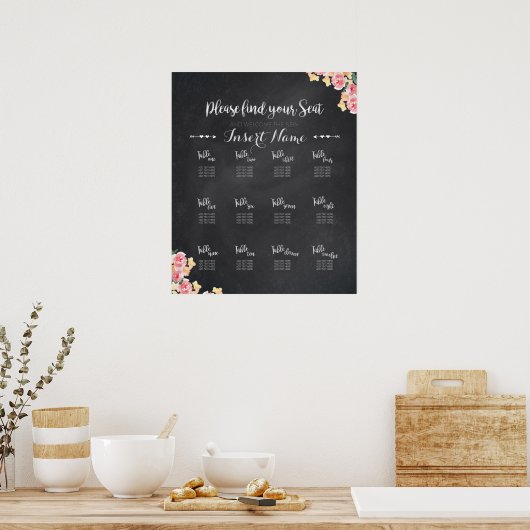 Weddenschappen | Chalkboard Floral Poster (Keuken)