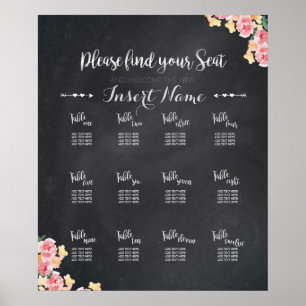 Weddenschappen   Chalkboard Floral Poster