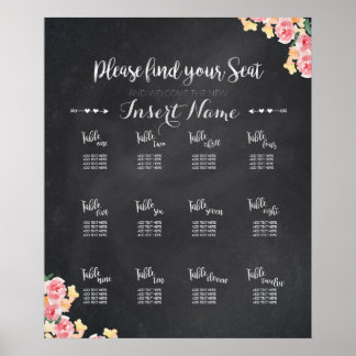 Weddenschappen | Chalkboard Floral Poster