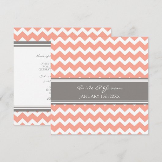 Weddenschappen Coral Gray Chevron Kaart (Voorkant / Achterkant)
