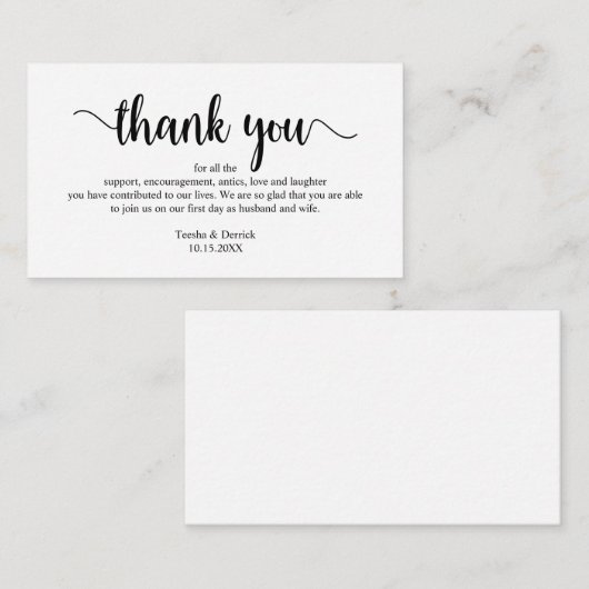 Weddenschappen Dank u, Modern Simple Rustic Script Informatiekaartje (Voorkant / Achterkant)