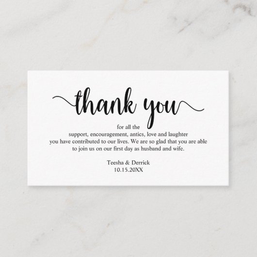Weddenschappen Dank u, Modern Simple Rustic Script Informatiekaartje (Voorkant)