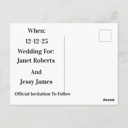 Weddenschappen De datum opslaan Briefkaart (Achterkant)