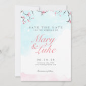 Weddenschappen De datum opslaan | Waterverf Cherry Save The Date (Voorkant)