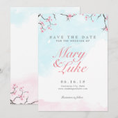 Weddenschappen De datum opslaan | Waterverf Cherry Save The Date (Voorkant / Achterkant)