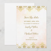 Weddenschappen De datum waarop de Waterverf Peach  Save The Date (Voorkant / Achterkant)