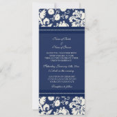 Weddenschappen Donkere blauwe crème Damask Kaart (Achterkant)