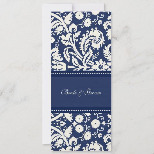 Weddenschappen Donkere blauwe crème Damask Kaart (Voorkant)