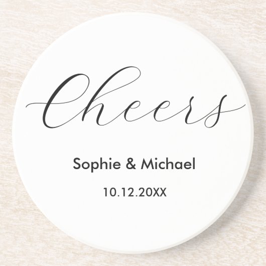 Weddenschappen Eenvoudig zwart wit Zandsteen Onderzetter (Voorkant)