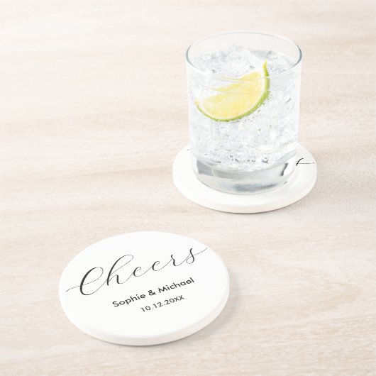 Weddenschappen Eenvoudig zwart wit Zandsteen Onderzetter (Zijkant)