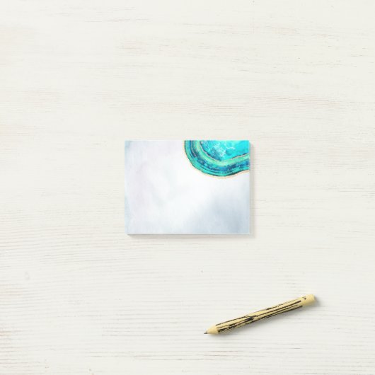 Weddenschappen Elegant Waterverf Blauwgroen en Gol Post-it® Notes (Op bureau)