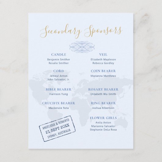 Weddenschappen Entourage Travel Theme Passport Informatiekaartje (Achterkant)