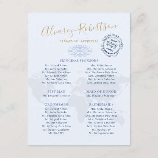 Weddenschappen Entourage Travel Theme Passport Informatiekaartje (Voorkant)