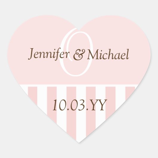 Weddenschappen Gepersonaliseerde Monogrammed Weddi Hart Sticker (Voorkant)