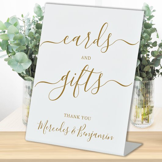 Weddenschappen Gifts Elegant Gold Calligraphy Reclamebord Met Voetstuk