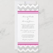 Weddenschappen Gray Hot Pink Chevron Kaart (Achterkant)