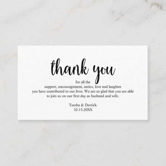Weddenschappen Hartelijk dank, modern Eenvoudig Ru Informatiekaartje (Voorkant)