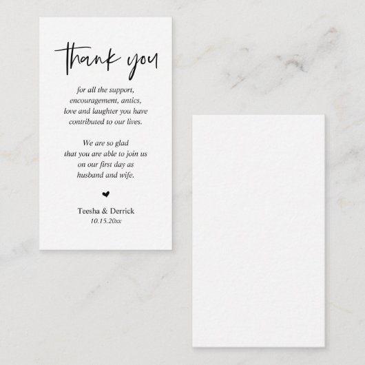Weddenschappen Hartelijk dank, modern, eenvoudig s Informatiekaartje (Voorkant / Achterkant)
