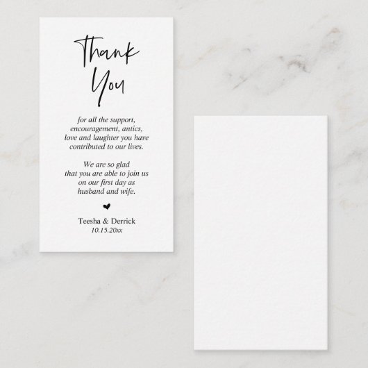 Weddenschappen Hartelijk dank, moderne Eenvoudige  Informatiekaartje (Voorkant / Achterkant)