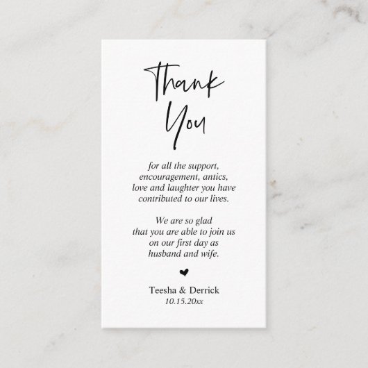 Weddenschappen Hartelijk dank, moderne Eenvoudige  Informatiekaartje (Voorkant)