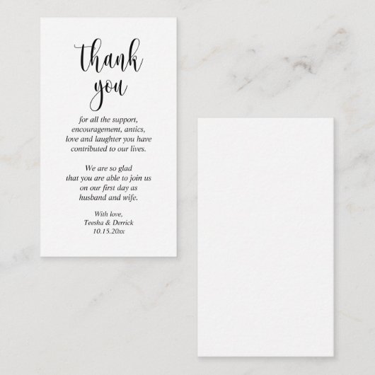 Weddenschappen Hartelijk dank, moderne geluidskaar Informatiekaartje (Voorkant / Achterkant)