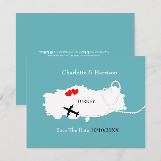 Weddenschappen in het buitenland Turkije sparen de Save The Date (Voorkant / Achterkant)