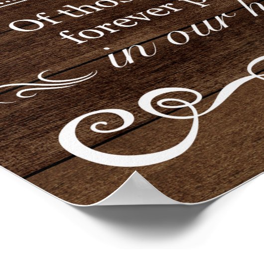 Weddenschappen - In Loving Memory Rustic Wedding S Poster (Hoek)