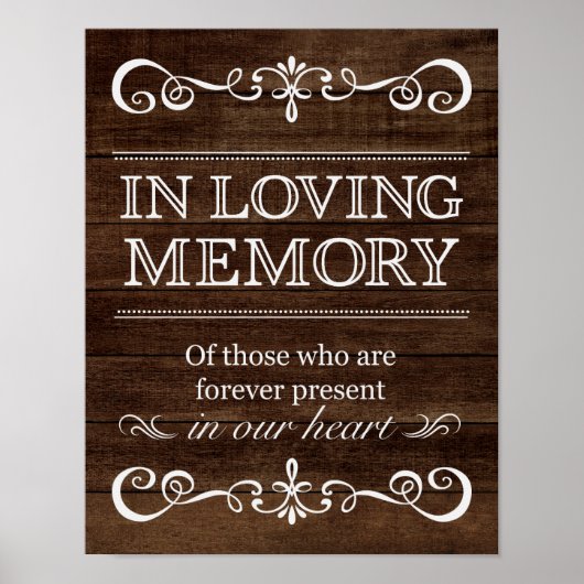 Weddenschappen - In Loving Memory Rustic Wedding S Poster (Voorkant)