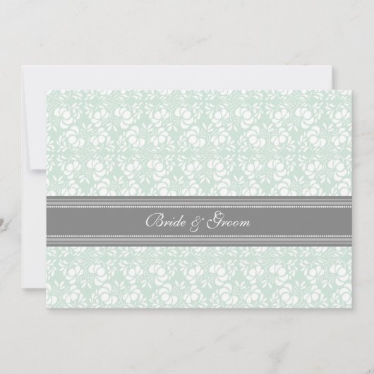 Weddenschappen Invitaties Mint Gray White Damask Kaart (Voorkant)