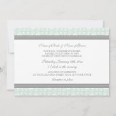 Weddenschappen Invitaties Mint Gray White Damask Kaart (Achterkant)