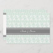 Weddenschappen Invitaties Mint Gray White Damask Kaart (Voorkant / Achterkant)