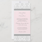Weddenschappen Invitaties Roze Grijze Damask Kaart (Achterkant)