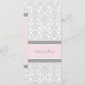 Weddenschappen Invitaties Roze Grijze Damask Kaart (Voorkant / Achterkant)