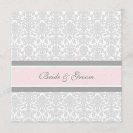 Weddenschappen Invitaties Roze Grijze Damask Kaart