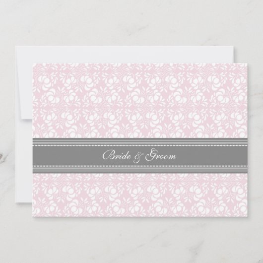 Weddenschappen Invitaties Roze Grijze Damask Kaart (Voorkant)