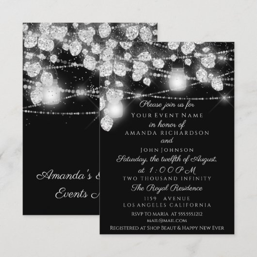 Weddenschappen Jars Glitter Grey Black White Kaart (Voorkant / Achterkant)