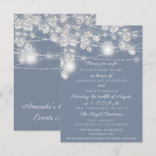 Weddenschappen Jars Glitter Grey Smoky Blue Kaart (Voorkant / Achterkant)