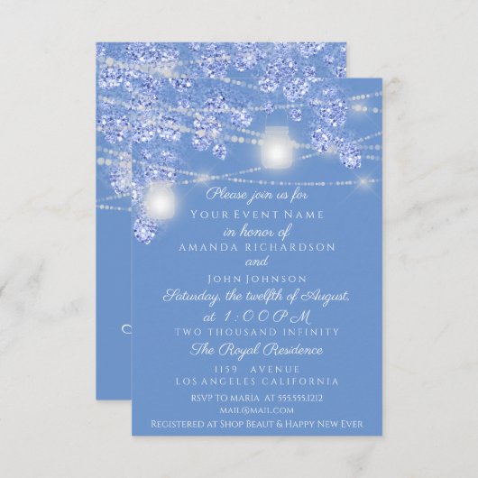 Weddenschappen Jars Rustic Glitter Blue Spark Kaart (Voorkant / Achterkant)