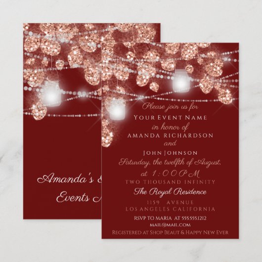 Weddenschappen Jars Rustic Roos Gold Blush Burgund Kaart (Voorkant / Achterkant)