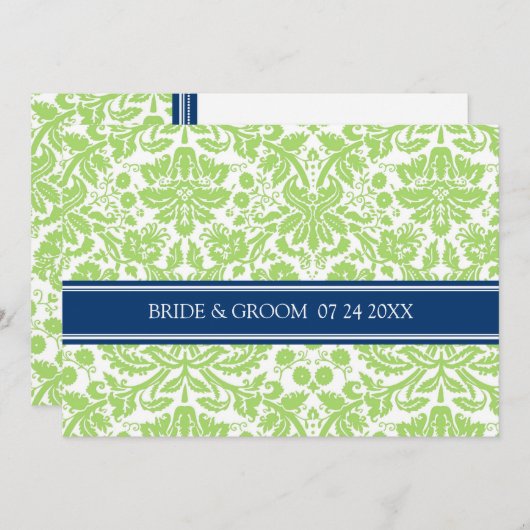 Weddenschappen Limoen Blue Damask Pattern Kaart (Voorkant / Achterkant)