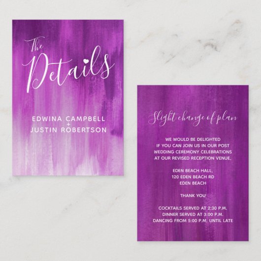 Weddenschappen maken een paarse kaart voor kunstbe (Voorkant / Achterkant)